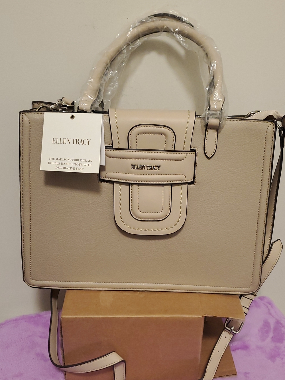 Ellen Tracy Neutral Beige Double-Handle Tote